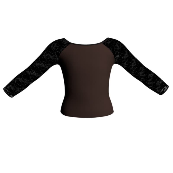 t shirt top in belen pro maniche lunghe con inserto trasparente mba2052