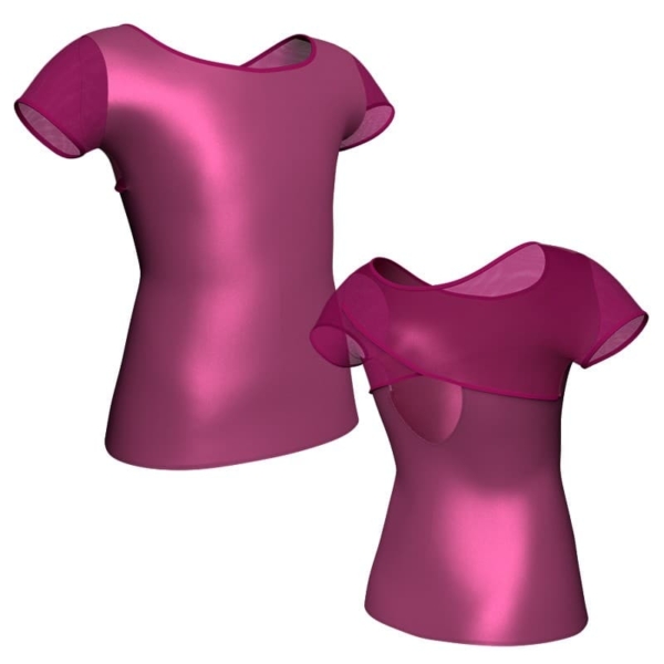 t shirt top in lurex manica corta con inserto in rete mxr2081