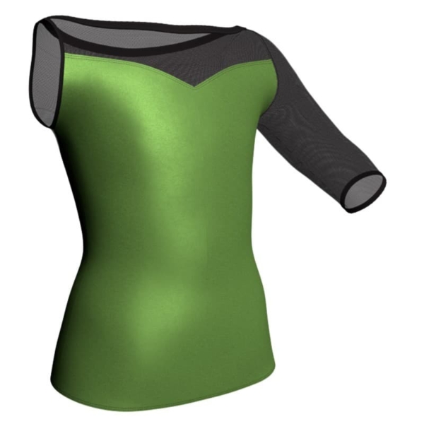 t shirt top in lurex monospalla con inserto in rete mxr105sst