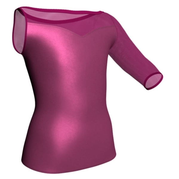 t shirt top in lurex monospalla con inserto in rete mxr105sst2