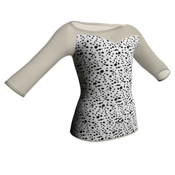 t shirt top in lycra stampata maniche 3 4 con inserto in rete trasparente msb1052