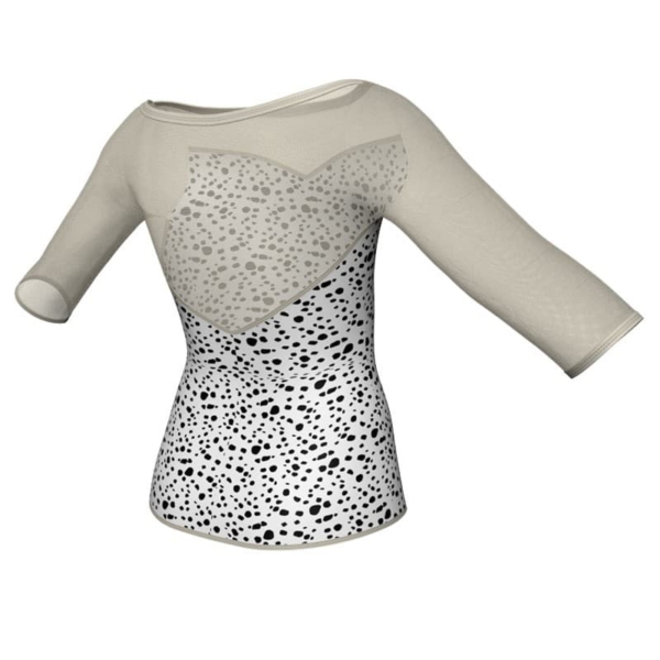 t shirt top in lycra stampata maniche 3 4 con inserto in rete trasparente msb1053