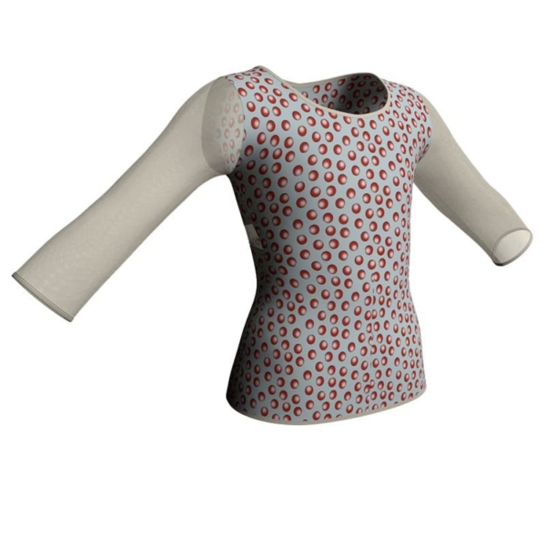 t shirt top in lycra stampata maniche lunghe con inserto in rete trasparente msb1022