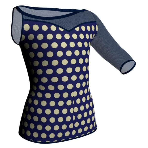 t shirt top in lycra stampata monospalla con inserto in rete trasparente msb105sst2