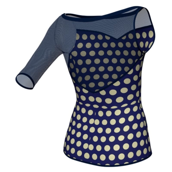 t shirt top in lycra stampata monospalla con inserto in rete trasparente msb105sst3