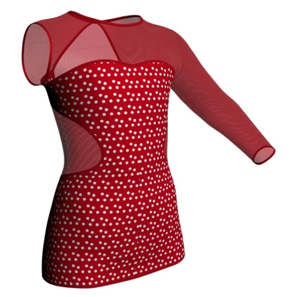 t shirt top in lycra stampata monospalla con inserto in rete trasparente msb110sst2