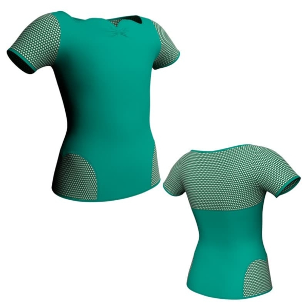 t shirt top manica corta con inserto in lycra stampata mda1111