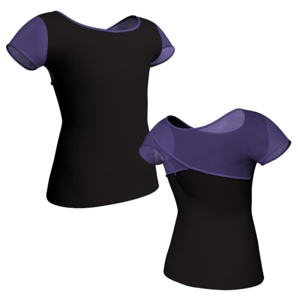 t shirt top manica corta con inserto in pizzo o rete mlp2081