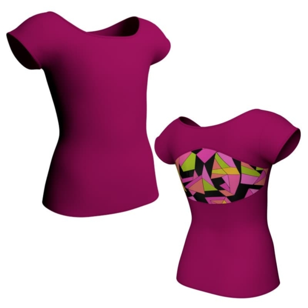 t shirt top maniche aletta con inserto in lycra fantasy mfa211