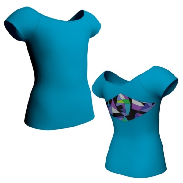 t shirt top maniche aletta con inserto in lycra fantasy mfa240