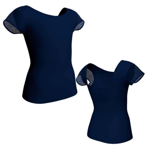 t shirt top maniche aletta con inserto in pizzo o rete mlp231