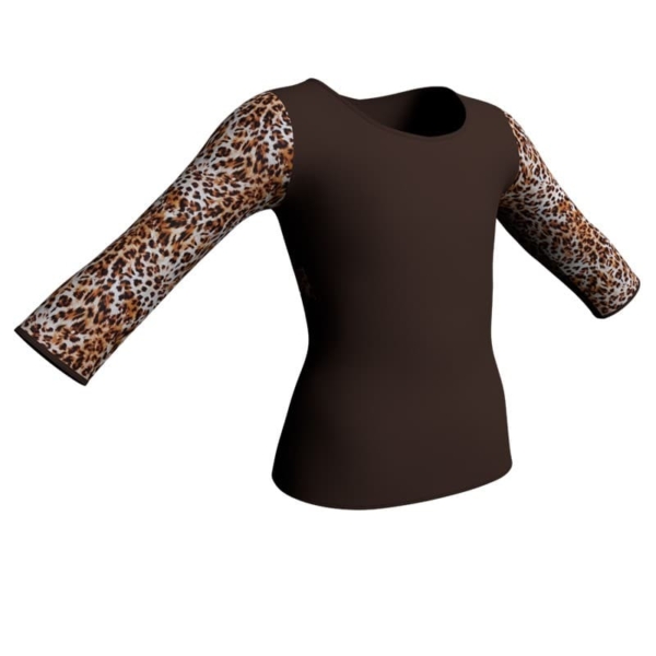 t shirt top maniche lunghe con inserto in lycra stampata mda102