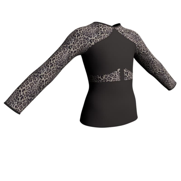 t shirt top maniche lunghe con inserto in lycra stampata mda1132