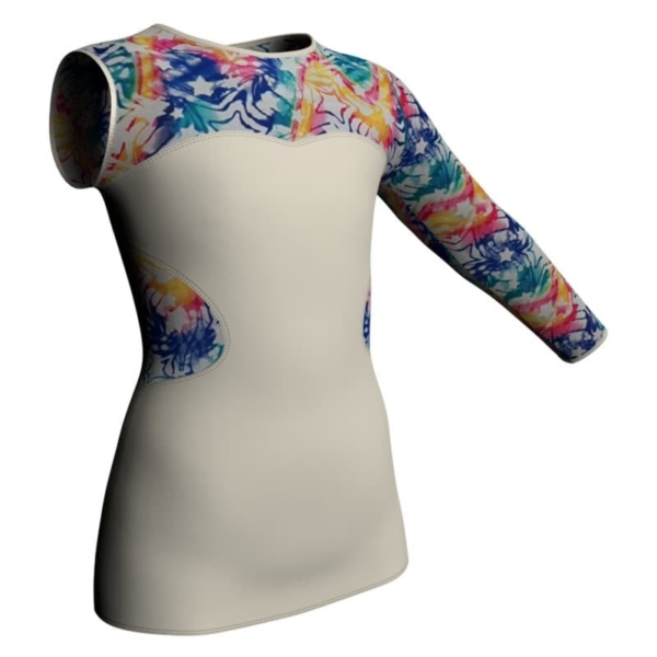 t shirt top monospalla con inserto in lycra fantasy mfa110sst