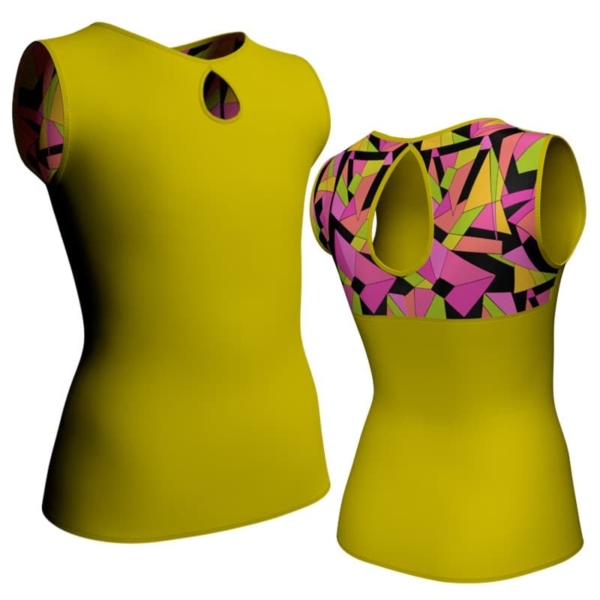 t shirt top senza maniche con inserto in lycra fantasy mfa1041