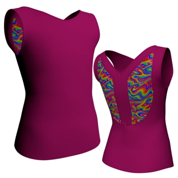 t shirt top senza maniche con inserto in lycra fantasy mfa2061