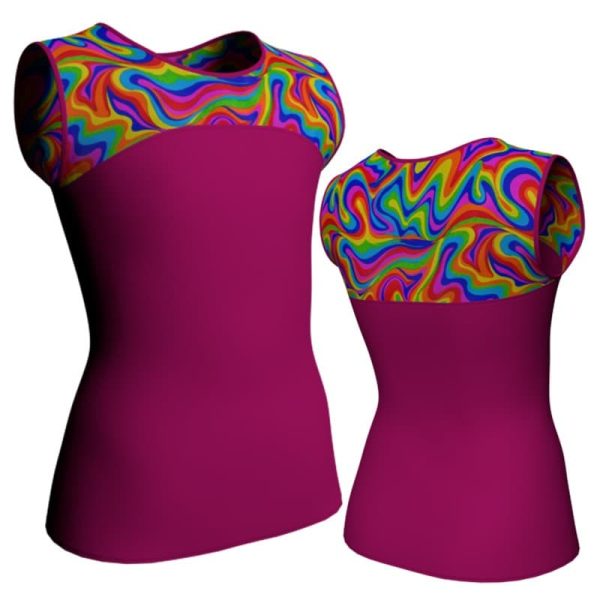 t shirt top senza maniche con inserto in lycra fantasy mfa219