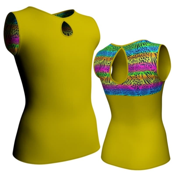 t shirt top senza maniche con inserto in lycra stampata mda104