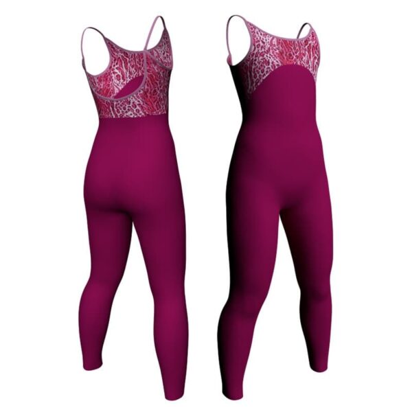 tuta danza bretelle con inserto in lycra stampata tda2151