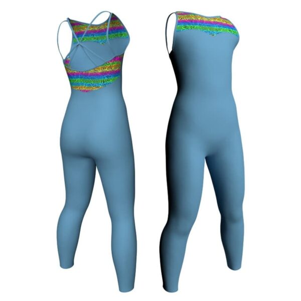 tuta danza bretelle con inserto in lycra stampata tda234