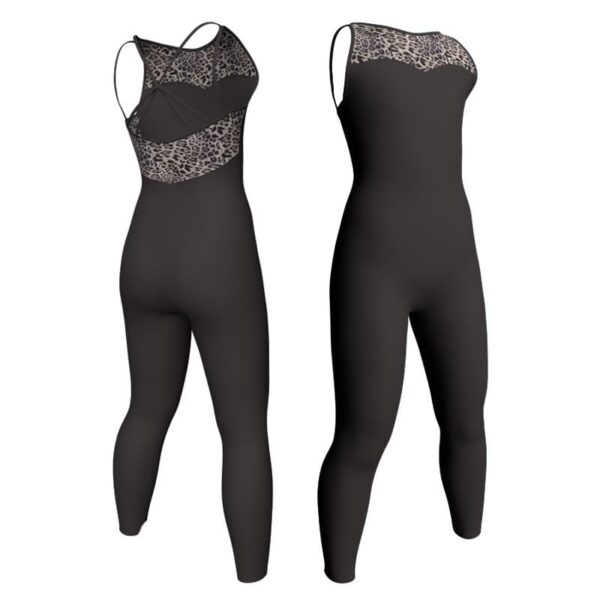 tuta danza bretelle con inserto in lycra stampata tda2341