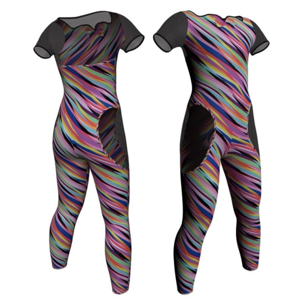 tuta danza in lycra fantasy manica corta con inserto trasparente trasparente tfr1111