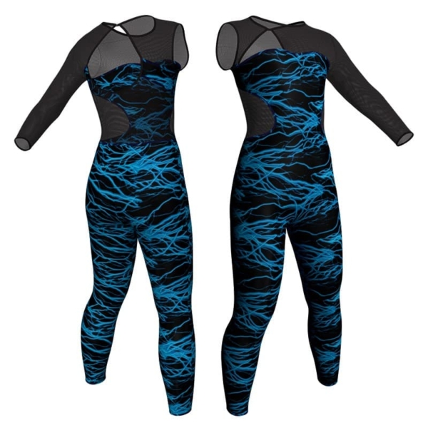 tuta danza in lycra fantasy monospalla con inserto trasparente trasparente tfr110sst