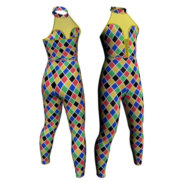 tuta danza in lycra fantasy scollo americana con inserto trasparente trasparente tfr118