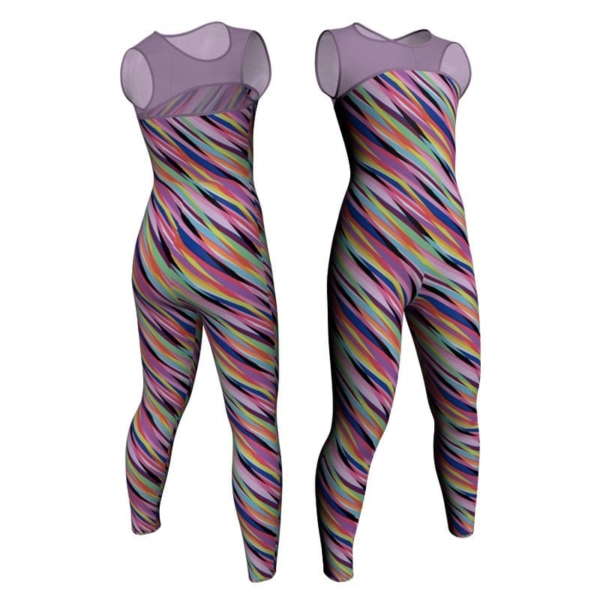 tuta danza in lycra fantasy senza maniche con inserto trasparente trasparente tfr2191