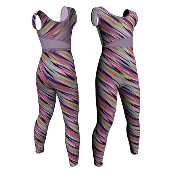 tuta danza in lycra fantasy senza maniche con inserto trasparente trasparente tfr236