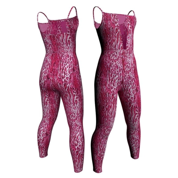 tuta danza in lycra stampata bretelle con inserto trasparente tsb117