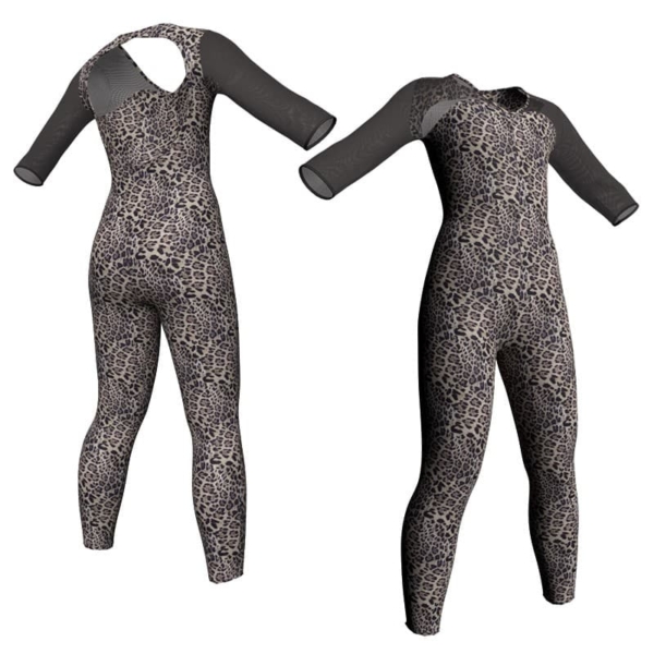 tuta danza in lycra stampata maniche 3 4 con inserto trasparente tsb126sst