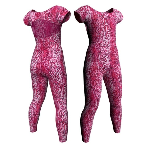 tuta danza in lycra stampata maniche aletta con inserto trasparente tsb211 1