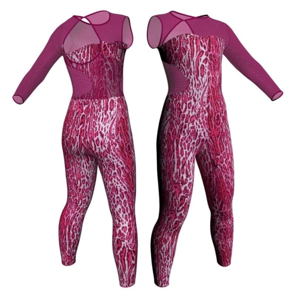 tuta danza in lycra stampata monospalla con inserto trasparente tsb110sst1