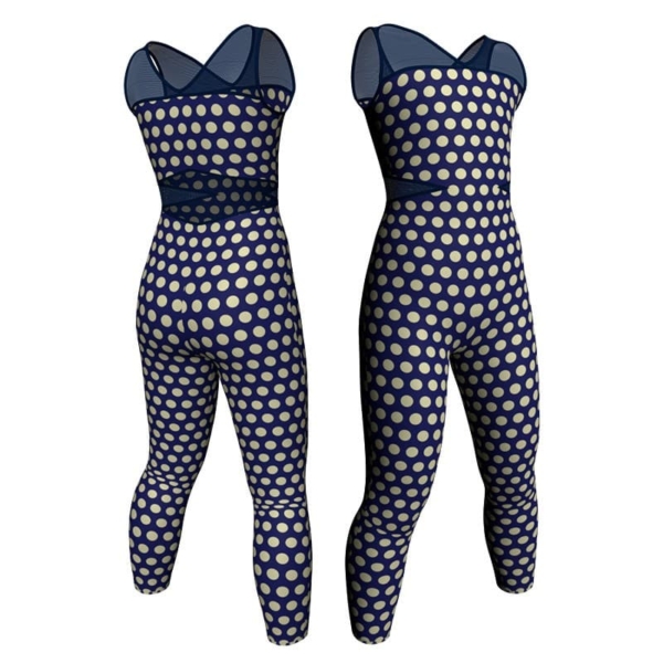 tuta danza in lycra stampata senza maniche con inserto trasparente tsb1011