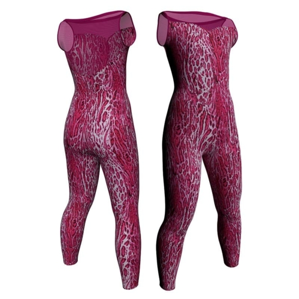 tuta danza in lycra stampata senza maniche con inserto trasparente tsb105ss1