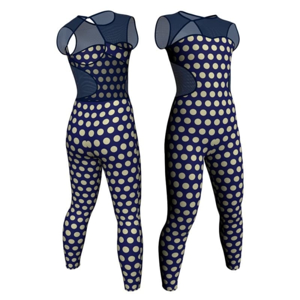 tuta danza in lycra stampata senza maniche con inserto trasparente tsb110ss