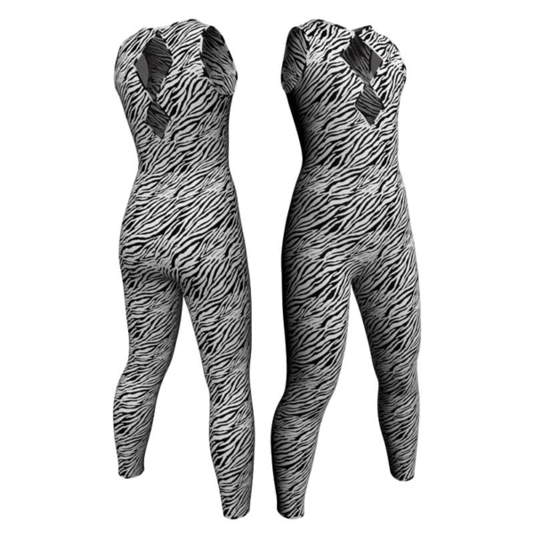 tuta danza in lycra stampata senza maniche con inserto trasparente tsb1141