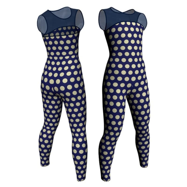 tuta danza in lycra stampata senza maniche con inserto trasparente tsb219