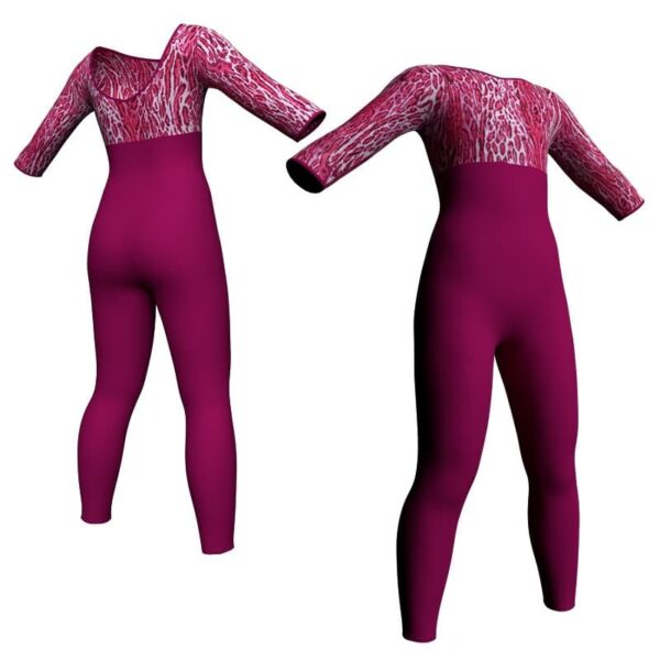 tuta danza maniche 3 4 con inserto in lycra stampata tda128sst