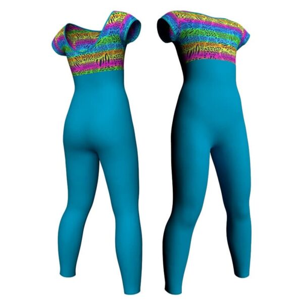 tuta danza maniche aletta con inserto in lycra stampata tda128ss1