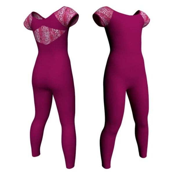 tuta danza maniche aletta con inserto in lycra stampata tda2401