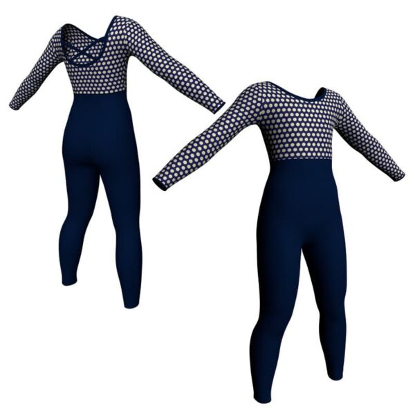 tuta danza maniche lunghe con inserto in lycra stampata tda228