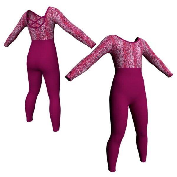 tuta danza maniche lunghe con inserto in lycra stampata tda2281