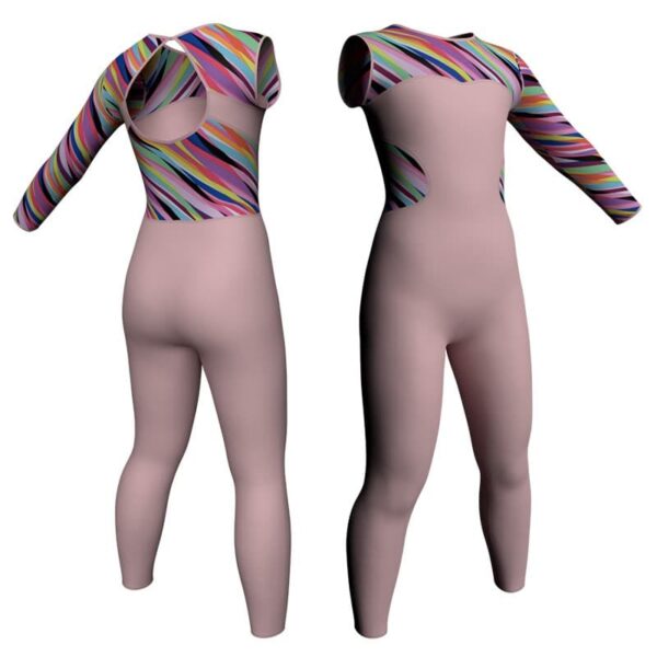 tuta danza monospalla con inserto in lycra fantasy tfa110sst1