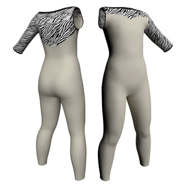 tuta danza monospalla con inserto in lycra stampata tda105sst