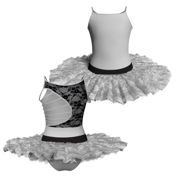 tutu ballerina bretelle con inserto in rete o pizzo tub10956