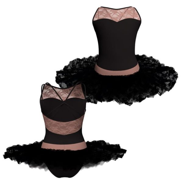 tutu ballerina bretelle con inserto in rete o pizzo tub234