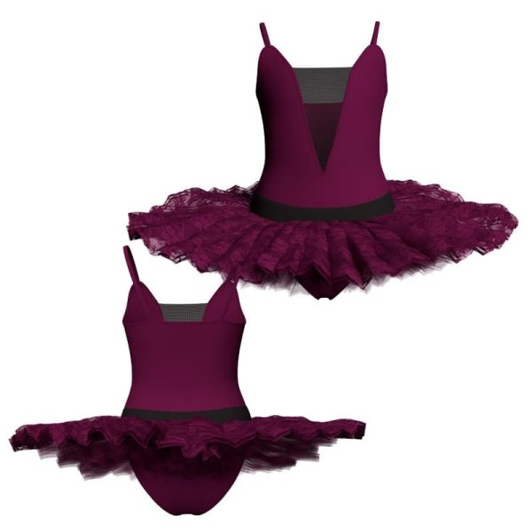 tutu ballerina bretelle con inserto in rete o pizzo tub261845