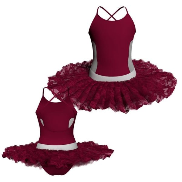 tutu ballerina bretelle con inserto in rete o pizzo tub42945